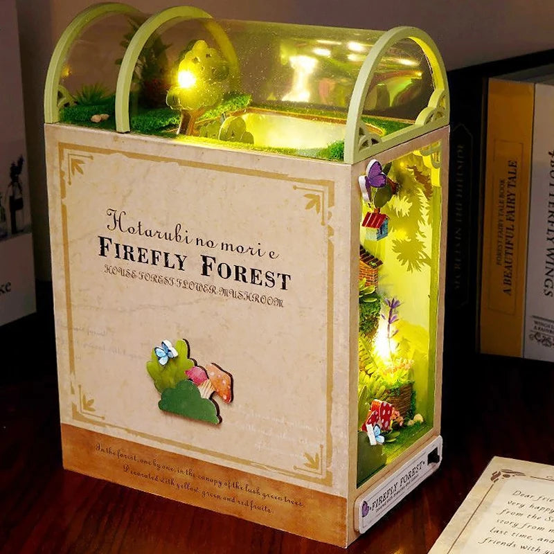 Kit de book nook à fabriquer soi-même – Maquette de maison de poupée miniature en bois à insérer dans une étagère pour adultes, loisirs créatifs et décoration d'intérieur