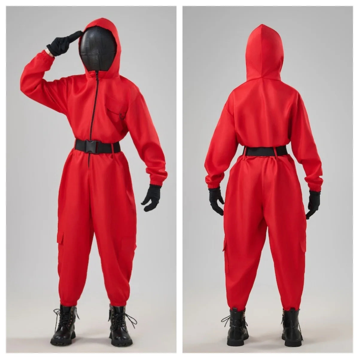 Hot Halloween Anime Cosplay Costume – Red Sportswear Squid Game Inspired Set with Mask & Accessories for Party Performance & Holiday Gift
