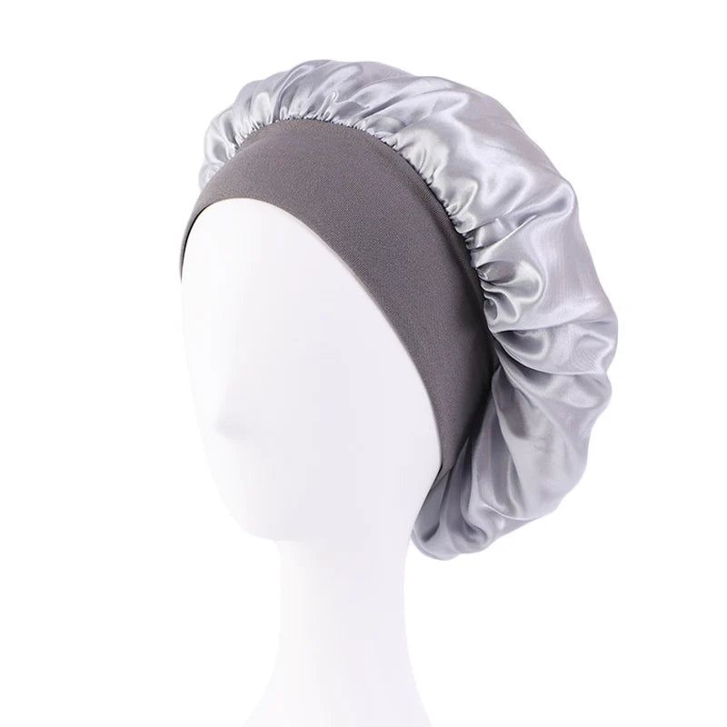 Silky Satin Sleep Bonnet with Elastic Band – Wide Brim Night Cap Hair Wrap for Sleeping & Hair Protection