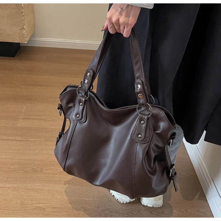 Women’s PU Leather Shoulder Bag – 2026 Fashion Handbag with Soft Interior Compartment, Contrast Color Design, Zipper Closure, Stylish Everyday Purse for Work, Travel & Casual Use