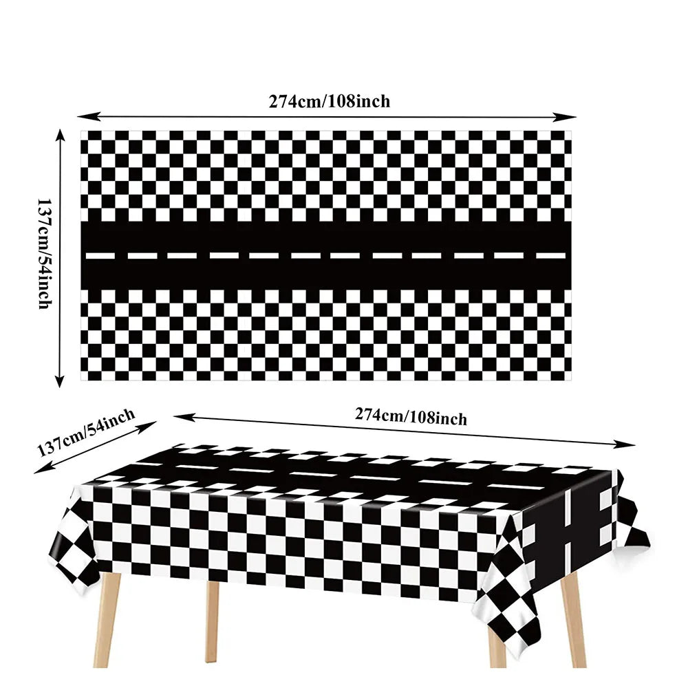 Racing Car Birthday Party Decorations – Race Car, Tire Wheel, Traffic Cone & Checkered Balloons for Kids' Racing-Themed Parties