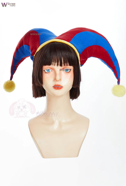 Clown Circus Cosplay Costume – Original Design Adult Set (Pomnii Wig, Hat, Velvet Skirt, Carnival/Christmas Outfit)