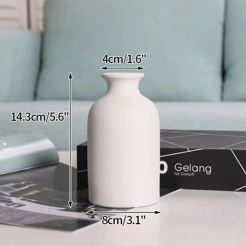 Florero Nórdico de Cerámica Blanca – Jarrón Decorativo Moderno para Sala de Estar, Decoración del Hogar y Escritorio