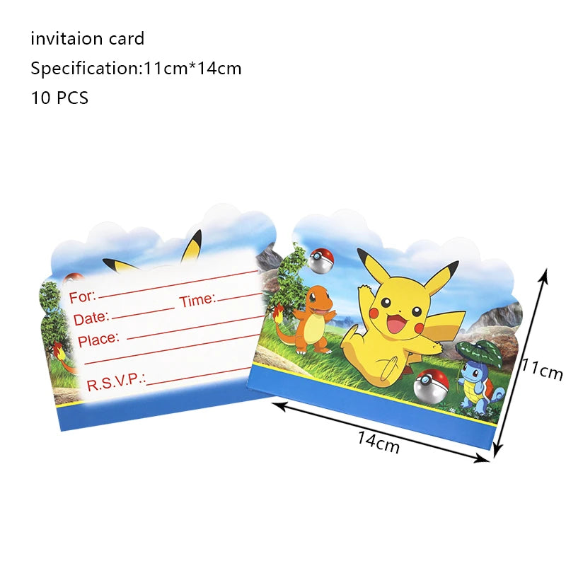 Pokémon Birthday Party Decorations – Lightning Pikachu Balloon Set with Disposable Tableware, Banner, Backdrop & Plates for Kids Events
