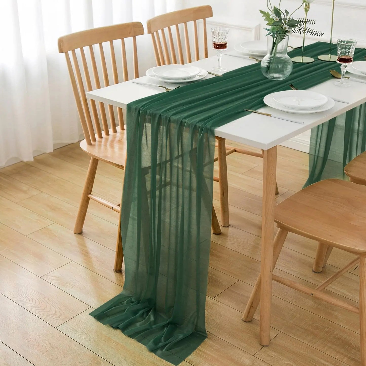 Camino de mesa de gasa - Decoración de arco de boda de tela de seda transparente | Decoración de mesa bohemia para cumpleaños y eventos