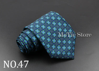 Men's 7.5cm Soft Silk Necktie – Floral & Dot Pattern Tie for Weddings, Business, Parties & Formal Wear