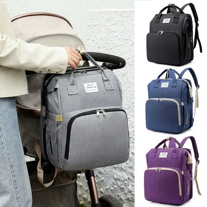 Sac à langer de grande capacité pour bébés avec matelas à langer – Sac à langer de maternité imperméable pour mamans avec rangement pour biberons et lit de bébé