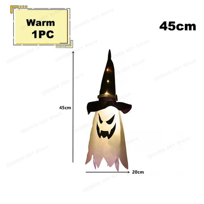 LED Flying Witch Hat Halloween Decorations – Hanging Ghost Lights & Glowing Wizard Lamp for Bar, Party, Dress-Up & Spooky Decor