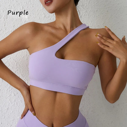 Sujetador deportivo de un hombro para mujer – Top de yoga con diseño de espalda desmontable, camiseta sin mangas sexy para fitness, gimnasio y entrenamiento