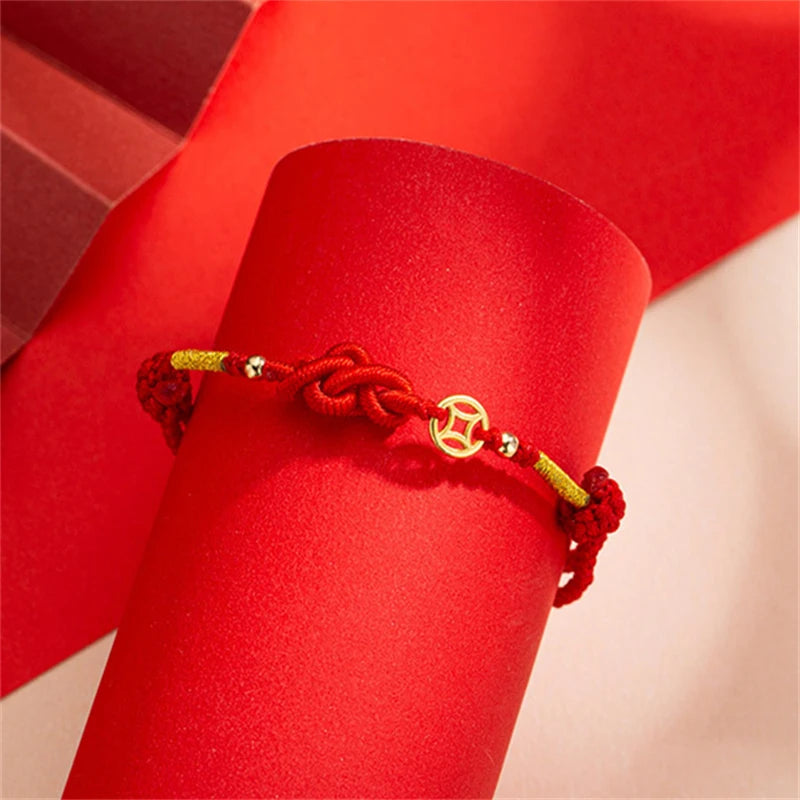 Pulsera de cuerda roja con nudo de la suerte – Pulsera de hilo ajustable hecha a mano para mujeres y hombres, regalo de joyería amuleto de la amistad