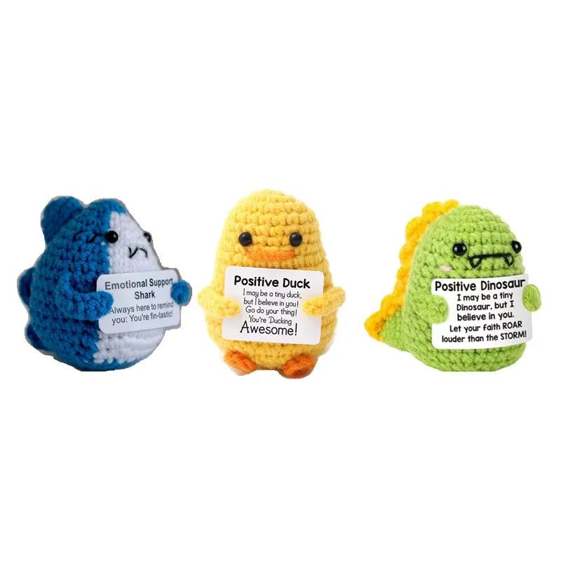 Poupée câlin pomme de terre à énergie positive – Mini ami de poche tricoté en laine, fait à la main, avec carte, cadeau de Noël amusant et décoration de chambre