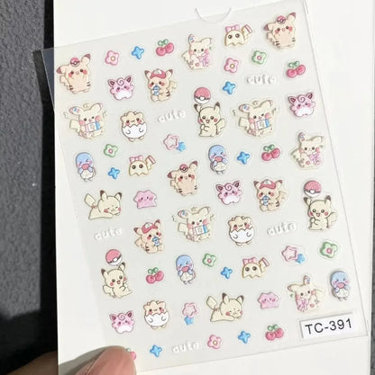 Autocollants 5D pour ongles en relief | Décalcomanies mignonnes pour ongles inspirées des mangas pour étuis de téléphone et tasses DIY