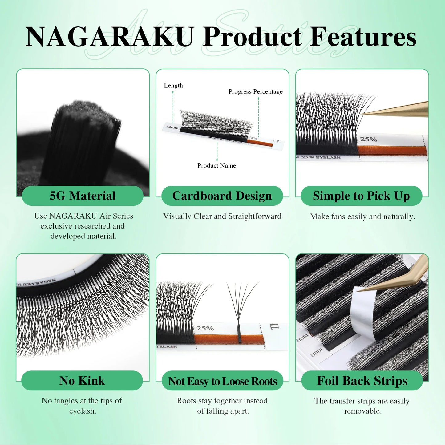 NAGARAKU V Shape Premade Eyelash Extensions – 2D/3D/4D/5D W Volume Fans for Natural Soft Fluffy Volume Lash Look