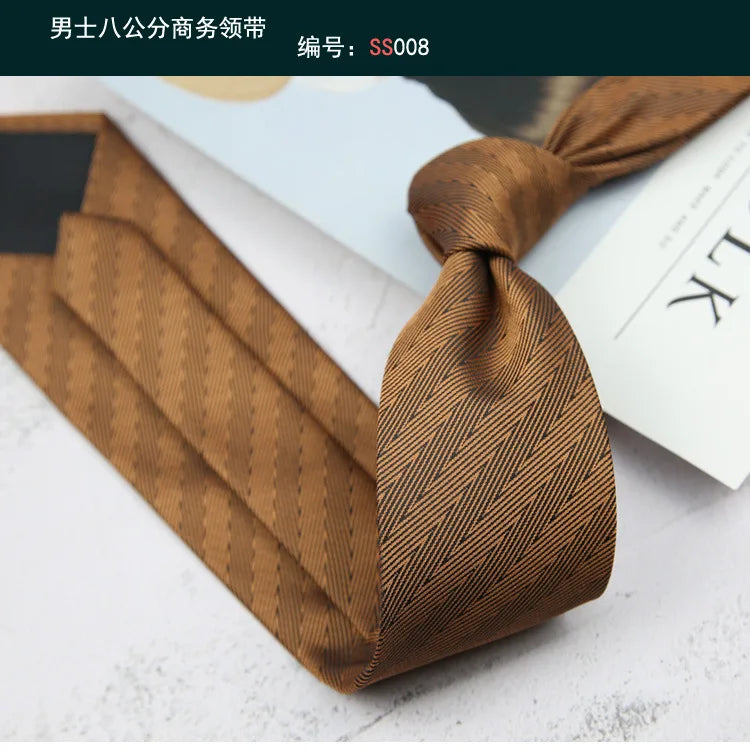 Corbata de hombre de 8 cm con rayas tejidas, formal de negocios para bodas, oficina y fiestas