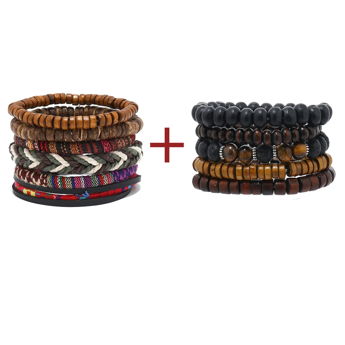 Bohemian Leather Bracelet for Men – Hand-Woven Wooden Bead Charm Bracelet | Vintage Fashion Jewelry Gift for Him