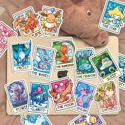 60PCS Pokémon Tarot Card Stickers – Waterproof Cute Cartoon Decals for Phone, Laptop & Notebook