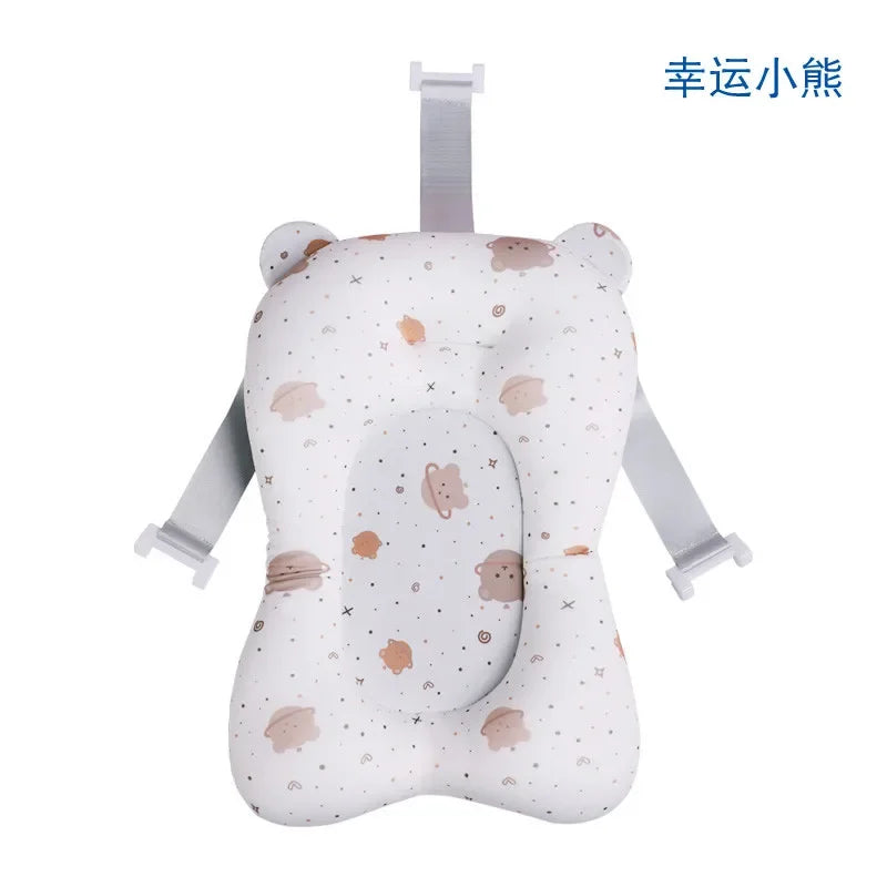 Tapete de soporte para bañera de bebé recién nacido – Cojín de baño plegable antideslizante para bebés, almohadilla de bañera de seguridad con diseño de dibujos animados para baby shower, soporte cómodo para lactancia y baño