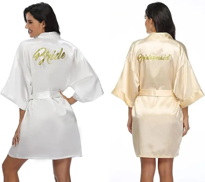 6-Piece Bridal Shower Robe Set – Bride & Bridesmaid Silky Robes Getting Ready Dressing Gown
