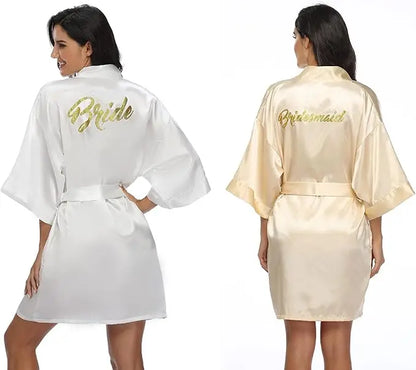 6-Piece Bridal Shower Robe Set – Bride & Bridesmaid Silky Robes Getting Ready Dressing Gown