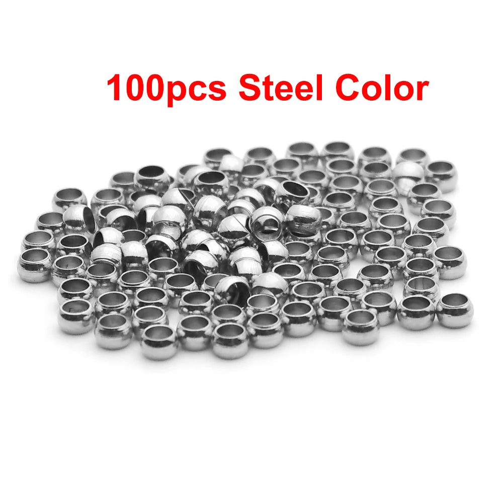 100–200 Piece Stainless Steel Crimp Stopper Beads (1.5–3mm) – Ball Spacer End Beads for DIY Bracelets, Necklaces & Jewelry Making