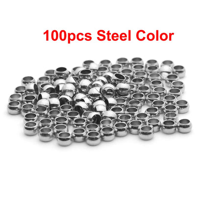 100–200 Piece Stainless Steel Crimp Stopper Beads (1.5–3mm) – Ball Spacer End Beads for DIY Bracelets, Necklaces & Jewelry Making