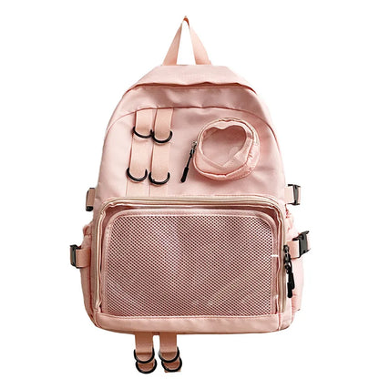 Mochila Ita Kawaii Estilo Collage – Mochila Escolar Transparente con Bolsillo en Forma de Corazón para Adolescentes, Mochila de Moda Japonesa JK, Mochila para Laptop para Mujeres, Bolso de Hombro para Estudiantes Estilo Harajuku 2024