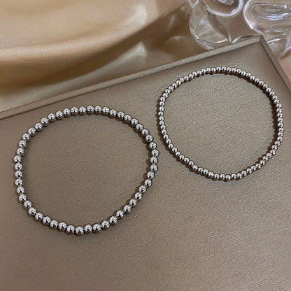 Pulsera de cuentas de acero inoxidable Greatera – Pulsera de cadena elástica tricolor bañada en oro de 3/4 mm para mujer | Regalo de joyería de moda impermeable