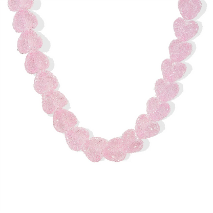 Colorful Love Resin Necklace – Sweet Candy-Inspired Pendant with Cute Niche Design & Gold-Plated Finish, Trendy Fashion Jewelry