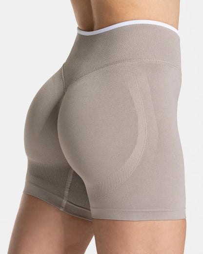 Women’s Seamless High Waist Gym Shorts Color Block Hip Lifting Yoga Running Sports Tight Shorts