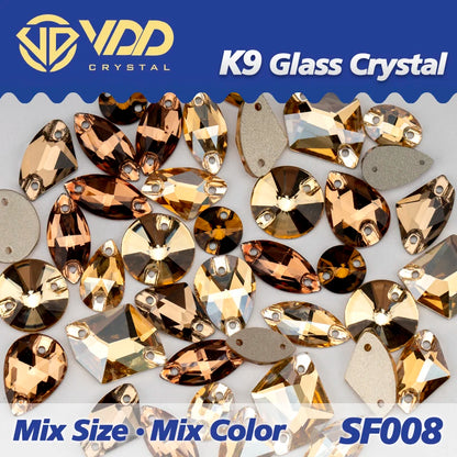Strass à coudre en cristal K9 AB Mix – Pierres plates en verre AAAAA pour vêtements, robes de mariée et projets de bricolage
