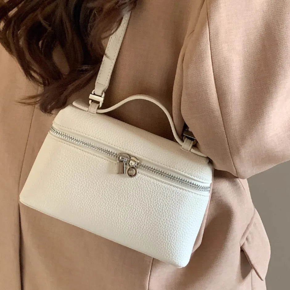 Sac à bandoulière en cuir grain de litchi de qualité supérieure pour femmes – Sac à main bento minimaliste tendance, Mini sac à bandoulière exquis avec poignée supérieure pour une tenue quotidienne élégante, des sorties décontractées et un style chic