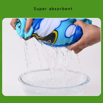 Kids Cartoon Hooded Bathrobe Towel – Quick Dry Absorbent Wearable Blanket Cape for Boys & Girls