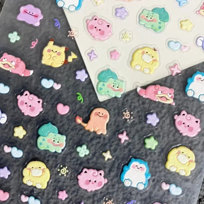 Autocollants 5D pour ongles en relief | Décalcomanies mignonnes pour ongles inspirées des mangas pour étuis de téléphone et tasses DIY