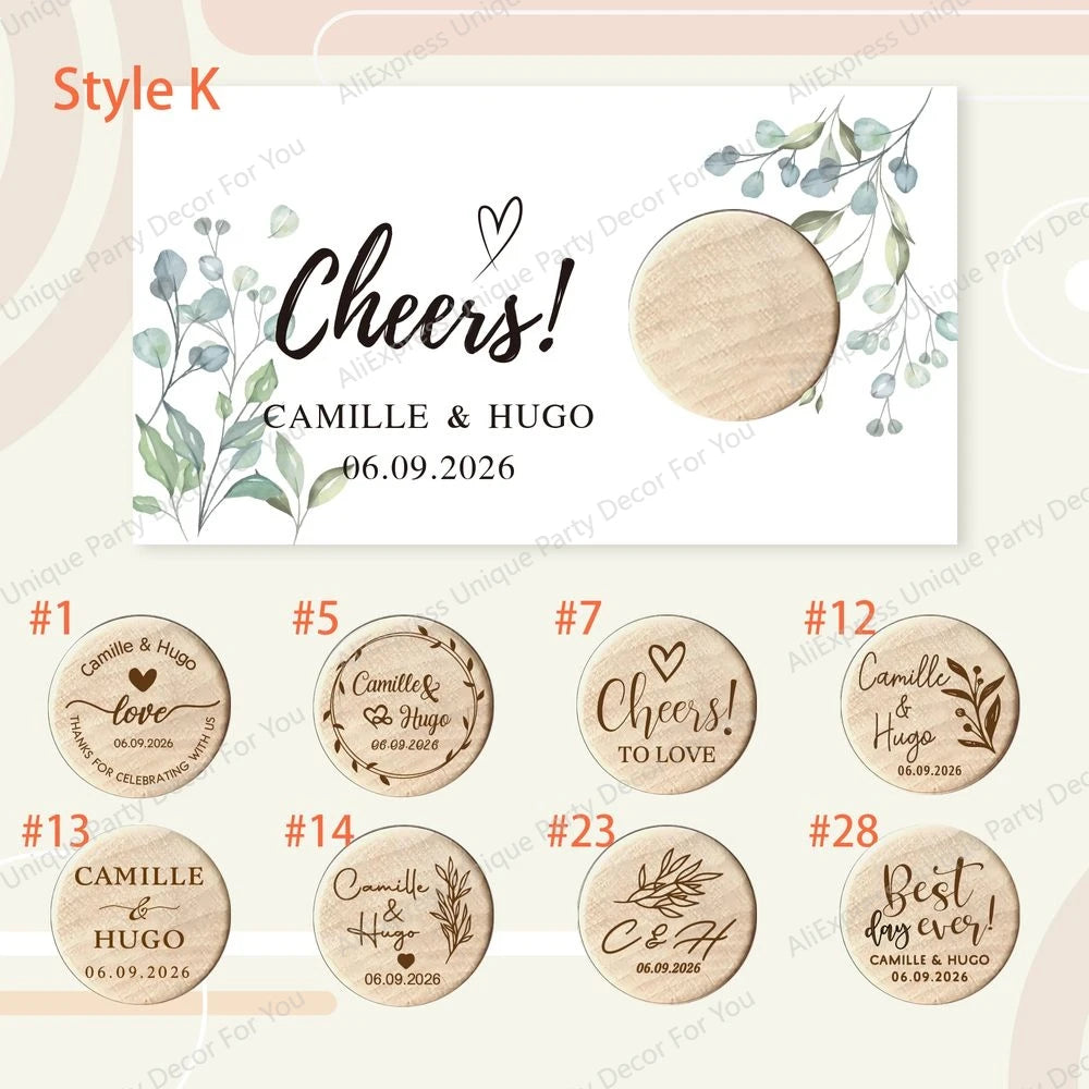 Custom Engraved Wooden Wine Stoppers with Stand & Thank You Cards – Wedding Guest Favors, Party Decor, 10–50PCS Bulk