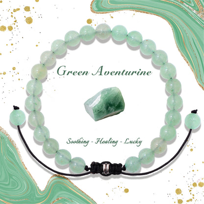 Bracelet perles de tourmaline noire naturelle – Bracelet ajustable tressé en corde avec carte cadeau pour hommes et femmes