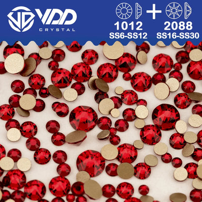 VDD Piedras Preciosas de Cristal Doradas de Fondo Plano – 2088 Cristales de Strass para Arte de Uñas, Manualidades y Decoraciones DIY