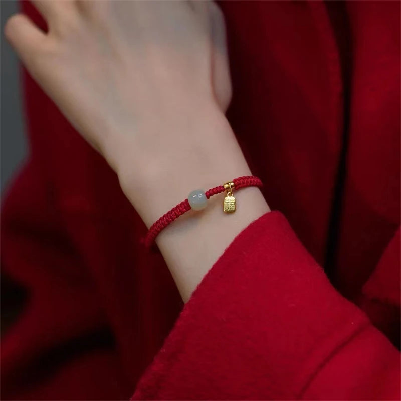 Pulsera de cuerda roja con nudo de la suerte – Pulsera de hilo ajustable hecha a mano para mujeres y hombres, regalo de joyería amuleto de la amistad