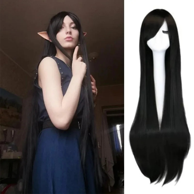 80cm Long Straight Multicolor Heat-Resistant Synthetic Cosplay Wig – Anime Halloween Party Costume Hairpiece