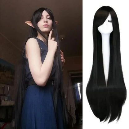 80cm Long Straight Multicolor Heat-Resistant Synthetic Cosplay Wig – Anime Halloween Party Costume Hairpiece