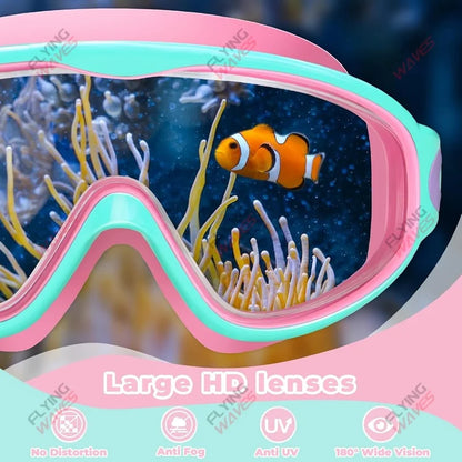 Colorful Kids Swimming Goggles – Wide-Vision Anti-UV & Anti-Fog No-Leak Swim Glasses for Boys & Girls Ages 3-15, Pool Accessories