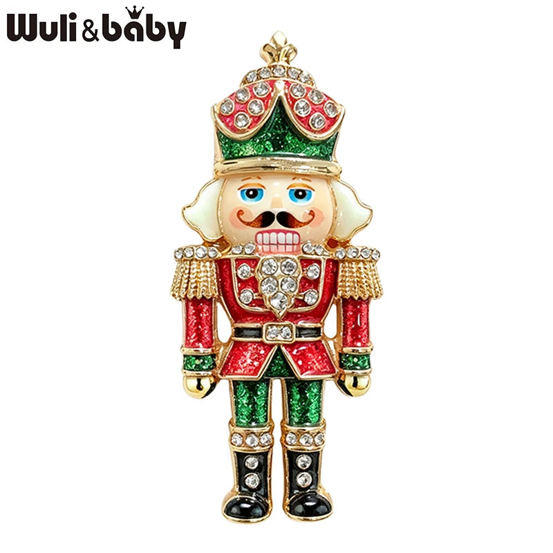 Wuli&baby Blue & White Porcelain Christmas Brooches for Women – Santa Claus, Cat, Christmas Tree & Nutcracker Brooch Pins for New Year