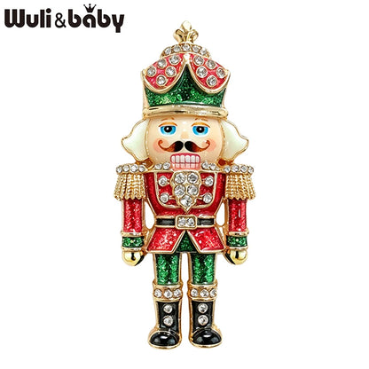 Wuli&baby Blue & White Porcelain Christmas Brooches for Women – Santa Claus, Cat, Christmas Tree & Nutcracker Brooch Pins for New Year