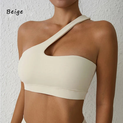 Sujetador deportivo de un hombro para mujer – Top de yoga con diseño de espalda desmontable, camiseta sin mangas sexy para fitness, gimnasio y entrenamiento