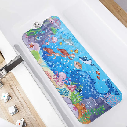 Cartoon Extra-Long Bathtub Mat 40x100cm – Non-Slip Shower & Bath Mat with Suction Cups and Drain Holes