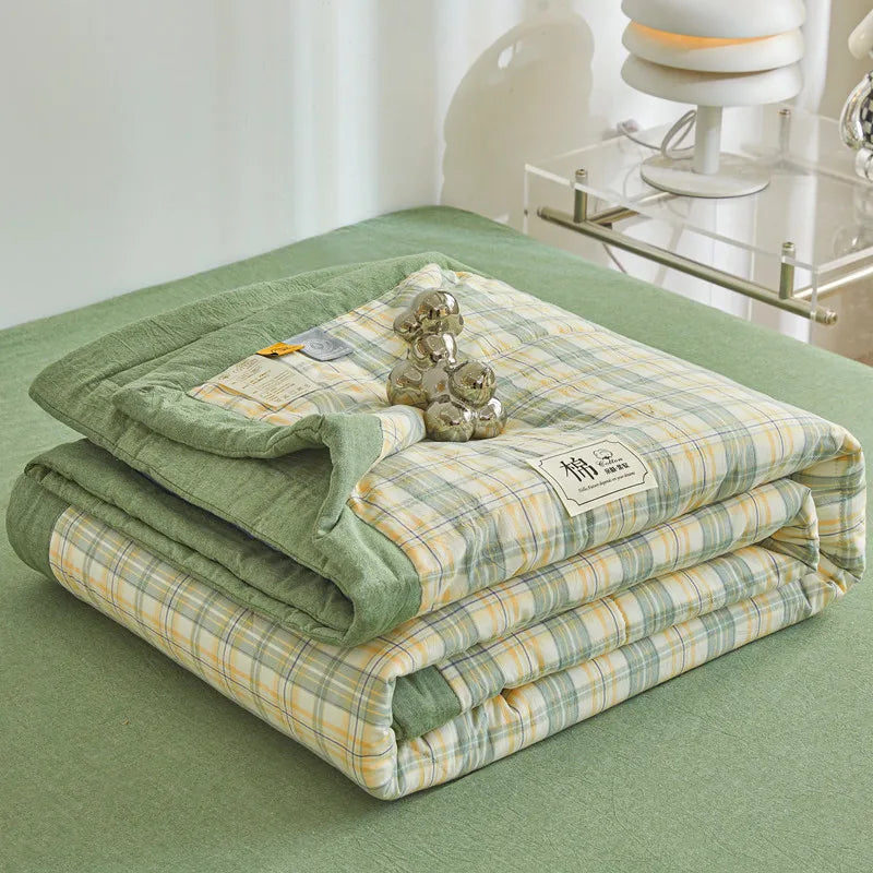 100% Cotton Summer Quilt – Lightweight Long Staple Cotton Comforter for Twin, Queen & Double Beds