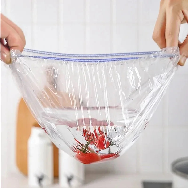 Colorful Disposable Food Cover – Food Grade Elastic Plastic Wrap Lids, Stretch Bowl Covers & Fresh Keeping Bags for Fruits, Food Storage, Kitchen Organization & Dust Protection