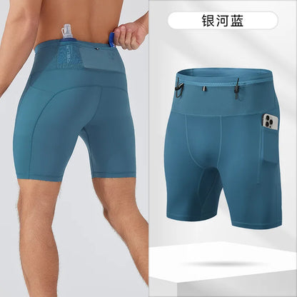 Men's Compression Running Shorts – Multi-Pocket Marathon, Gym & CrossFit Fitness Training Sports Shorts