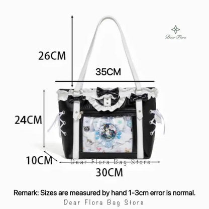 Bolsa Ita Japonesa Y2K para Mujer – Bonito Bolso de Hombro Transparente Lolita, Bolso Cruzado Grande de Exhibición DIY, Cartera de Moda Kawaii para la Escuela, Viajes y Uso Diario