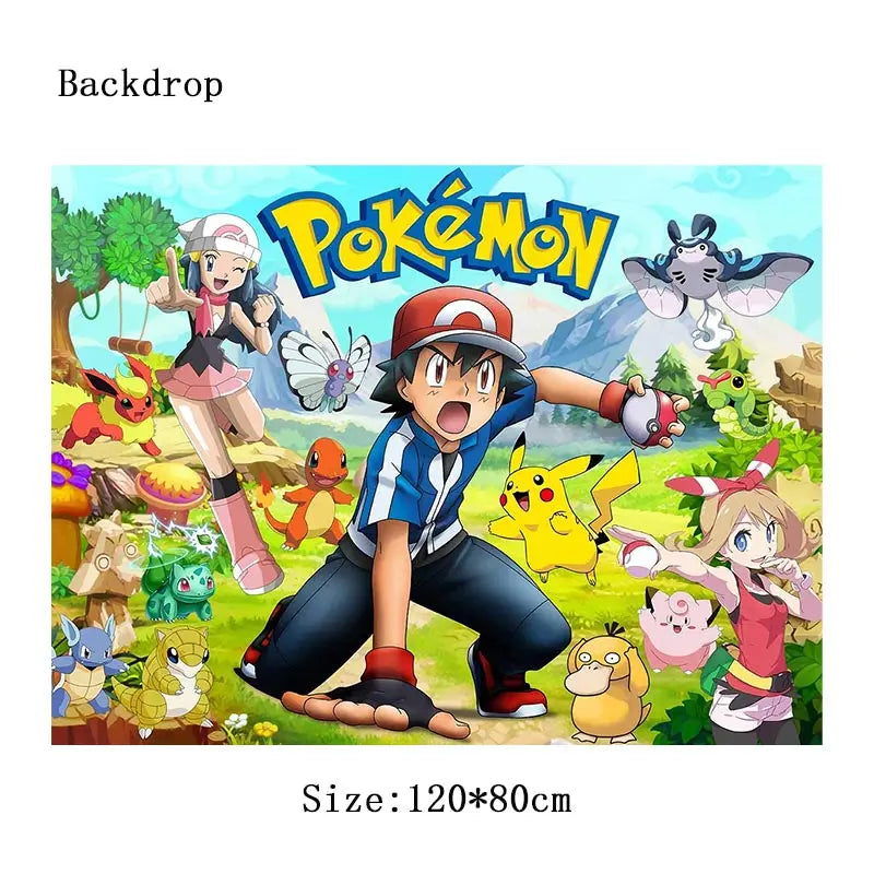 Pokémon Theme Birthday Party Decorations – Cartoon Pokémon Go Tableware Set (Cups, Plates & Pikachu Balloons) for Baby Shower & Party Favors