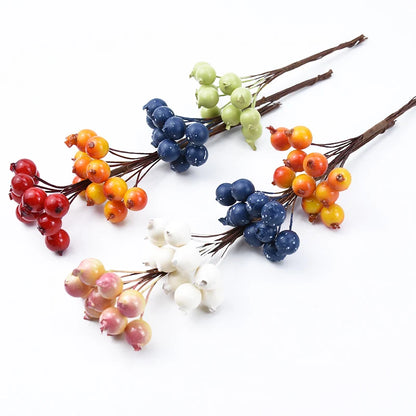 20/50PCS Artificial Pomegranate Flowers – DIY Floral Craft Decorations for Candy Boxes, Christmas Parties, Wedding Arches, Bouquets, Hairpins & Brooches